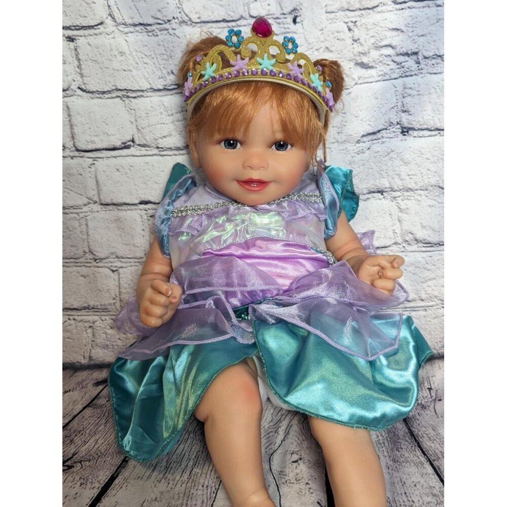 🆕18inch Weighted Cloth Body Newborn Baby Poseable Limbs Brown Hair Girl